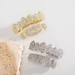 Europe and the United States Amazon best selling hip-hop braces gold plated diamond cross-border TEMU hip-hop smooth gold braces factory direct sales