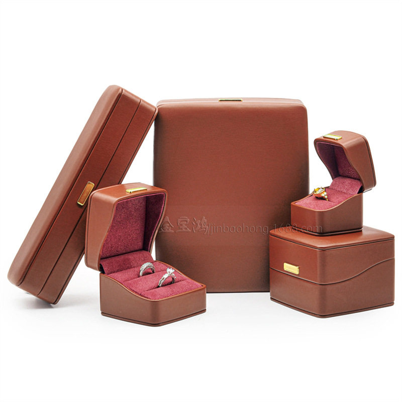 New high-grade one-word curved box oblique PU leather jewelry box ring ring bracelet set box packaging box