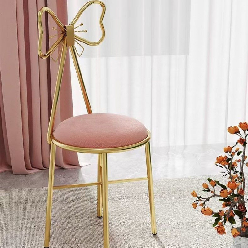 Dressing Stool Backrest Chair Butterfly Chair Makeup Chair Nail Art Shop Light Luxury Internet Trendy Makeup Stool Princess Style Girls Heart Ins