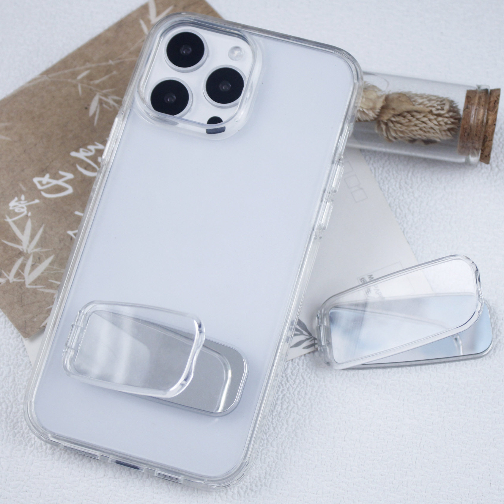 隐形手机支架亚克力镜面桌面背贴粘贴手机壳上的支撑架子后背面