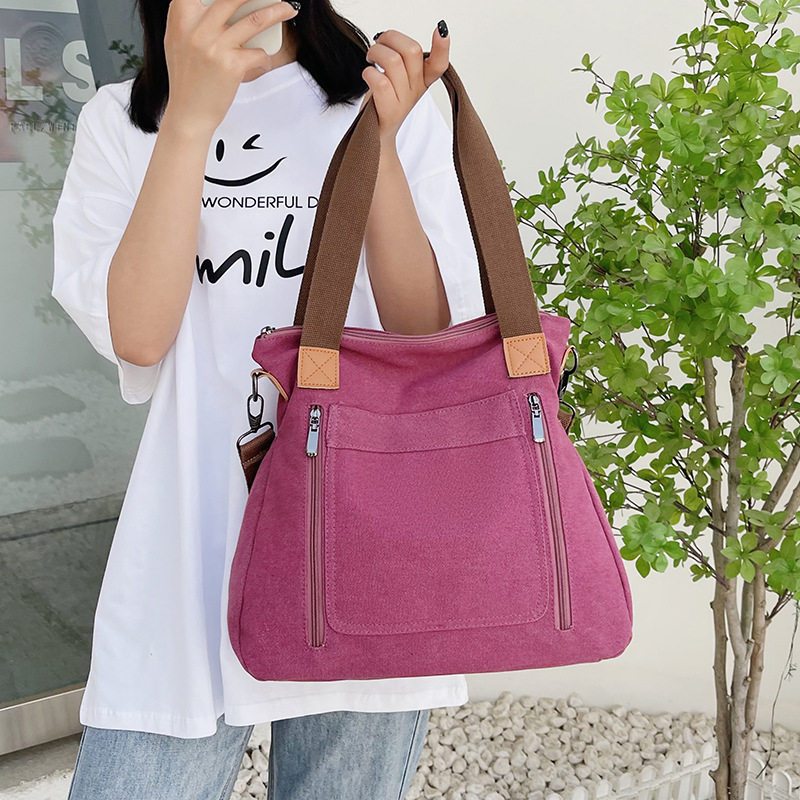 Cross-border large capacity canvas women's bag casual messenger bag Korean Fashion Tote Bag simple handbag new bag