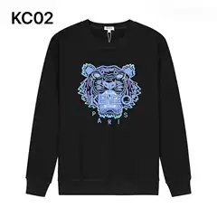 Cross border fashion brand autumn and winter tiger xiansan embroidery men's fashionable and versatile solid color round neck sweatshirt cotton
