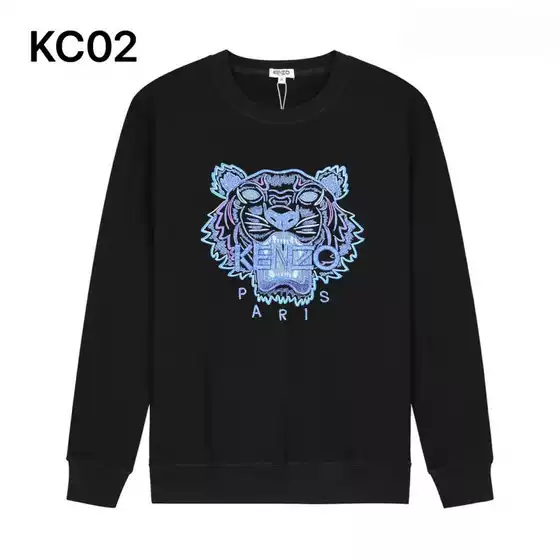 Cross border fashion brand autumn and winter tiger xiansan embroidery men's fashionable and versatile solid color round neck sweatshirt cotton