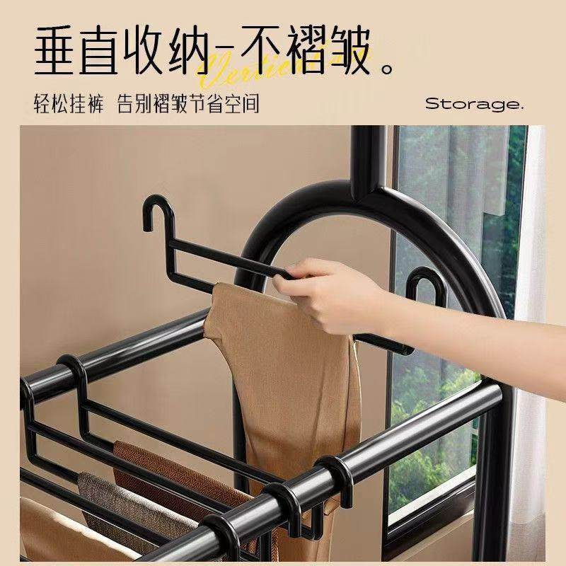 Clothes Rack Floor-Standing Bedroom Household Coat Rack Trouser Rack Integrated Balcony Clothes Drying Rack Simple Mobile Clothes Hanging Rack