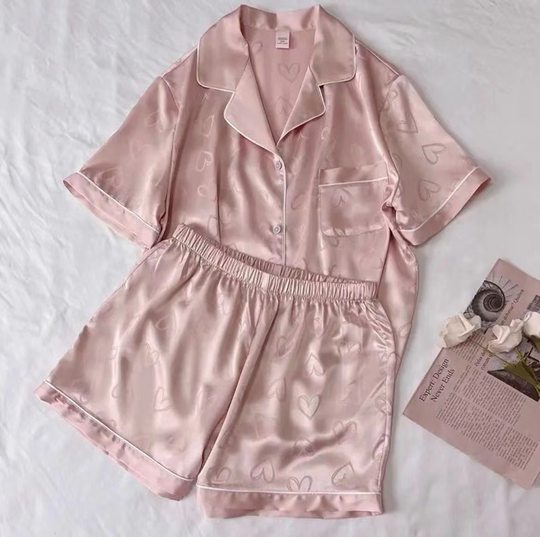 Pajamas Women's Summer Ice Silk Short-sleeved Thin Sweet Cute Women's Sexy Summer Korean Style Home Clothes Two-piece Suit
