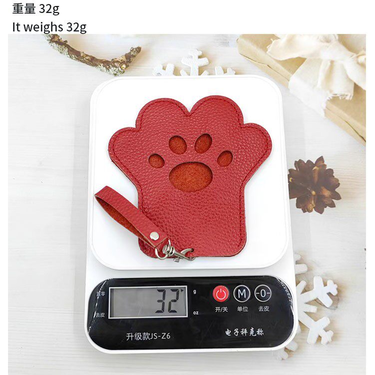 Cross-border cartoon cat's claw design first layer cowhide card holder card holder large capacity card position leather card bag access control card holder
