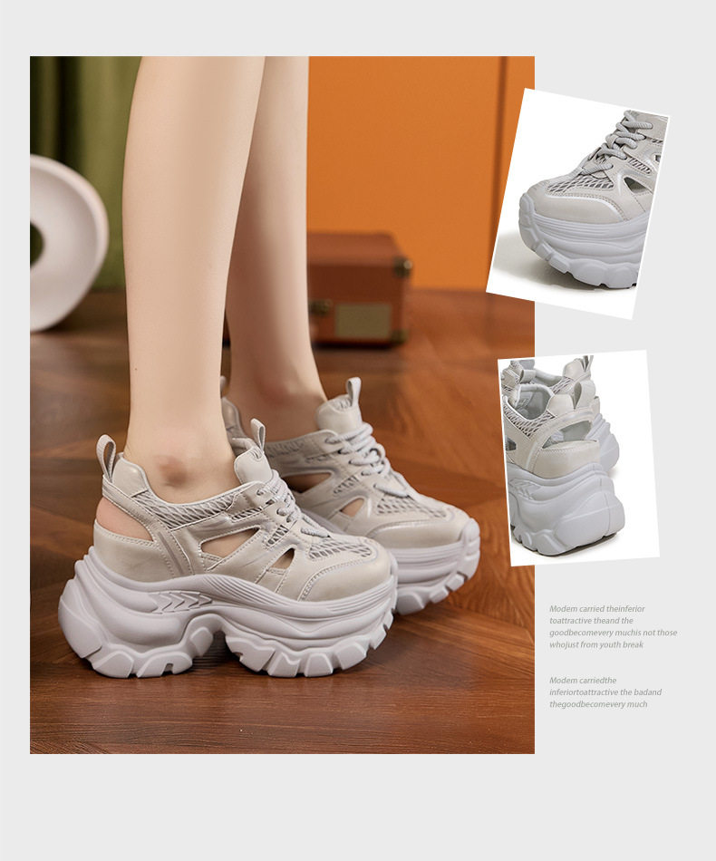 Sandal cao gót nữ hở mũi đế xuồng 8 cm, form mũi tròn, quai trước khoá kéo — Trắng, Xám chi tiết 2