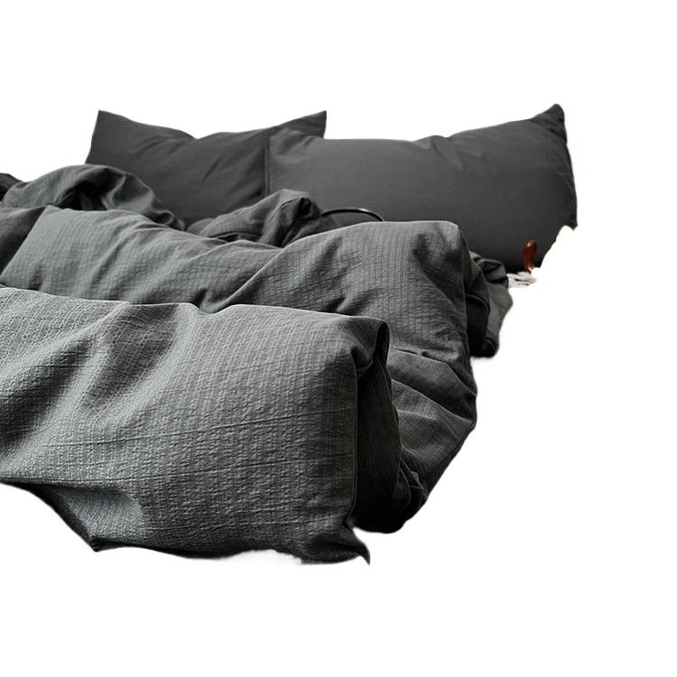 Category a Maternal and Infant Ins Simple Pure Color Super Soft Double-Layer Yarn Four-Piece Bed Bed Sheets Quilt Cover Student Dormitory Three-Piece Bed Bed Sheets Set