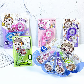 Cross-Border Labubu Cute Cartoon Correction Tape Transparent Film Correction Machine Correction Tape Student Stationery Wholesale