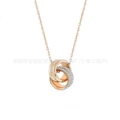 Double ring rose gold necklace