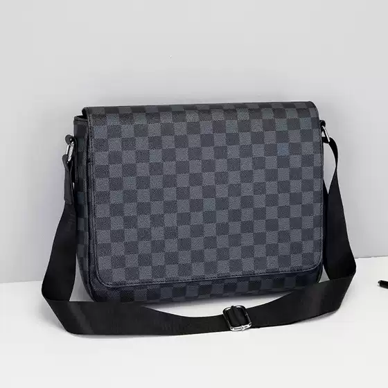 Men's Bag Flip Shoulder Bag European and American Fashion Men's Crossbody Bag Horizontal Casual Computer Briefcase Men's Plaid Backpack