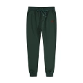Dark green pants with red label