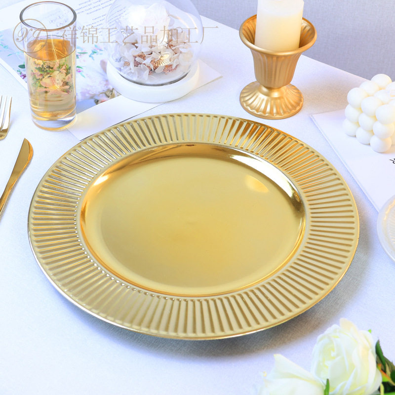The New European Electroplating Disc Hotel Wedding Birthday Banquet Pad Plate Plastic Plate Craft Plate Source Manufacturer
