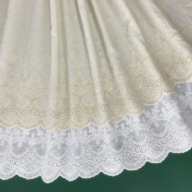 Fine Cotton Cloth Solid Color Fabric Embroidery Bilateral Positioning Embroidered Llace Cloth Women's Clothing Tablecloth Tablecloth Piano Cover Fabric