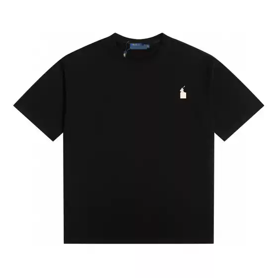 Pure Cotton Pony Logo Round Neck T-Shirt Men's Summer Polo Embroidered Casual T-Shirt Cross-Border Dropshipping European Size Pure Cotton T-Shirt