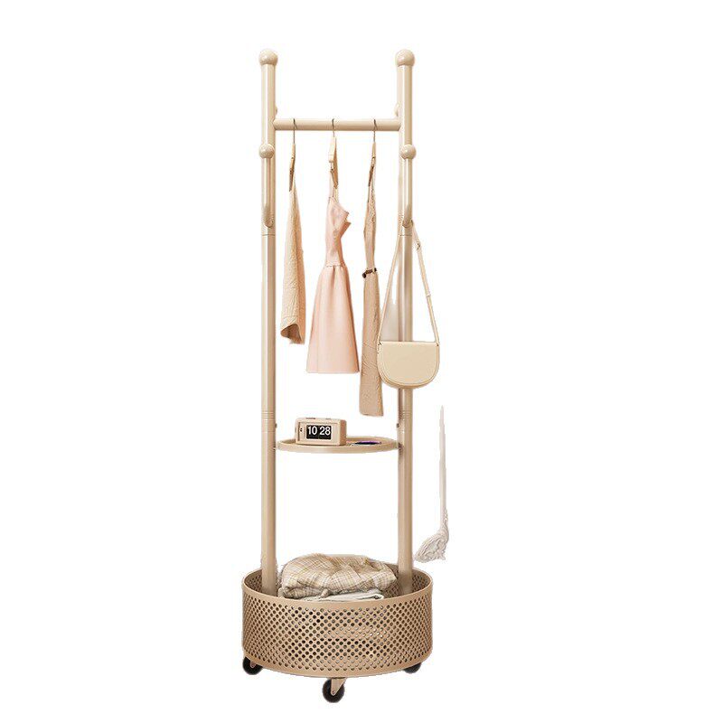 Bedroom Bedside Floor-Standing Clothes Hanger Does Not Take up Space, Iron Clothes Hanger, Open-Type Removable Clothes Storage Rack