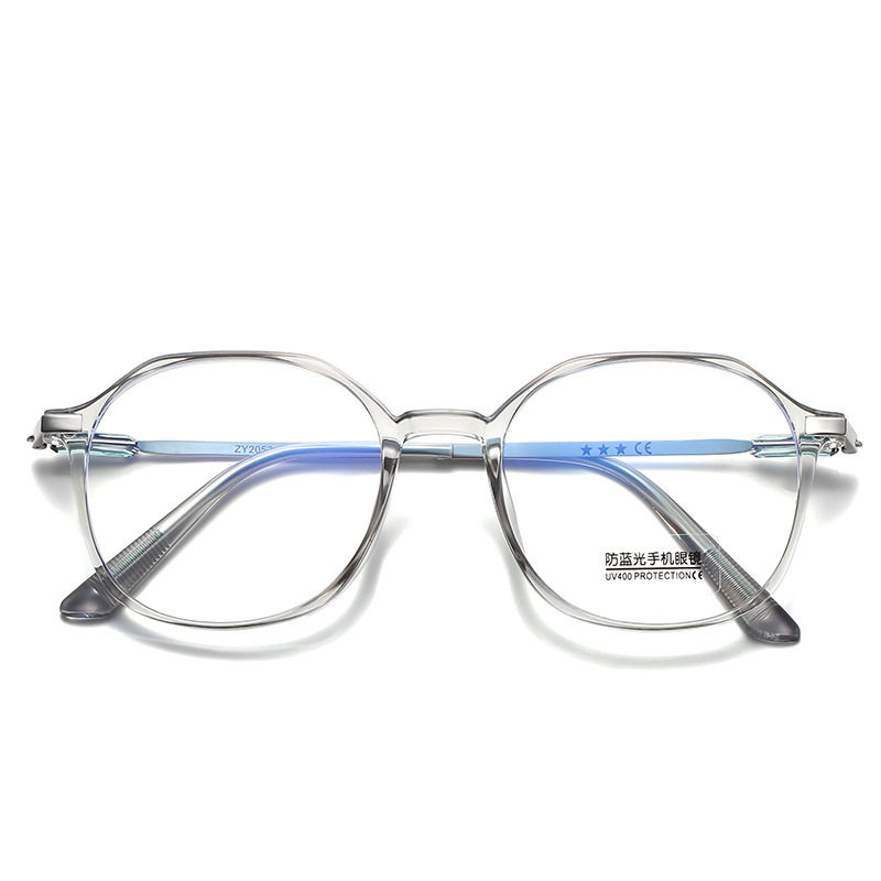 Douyin Internet Celebrity Ins Glasses Frame Flat Mirror Finished Product Wholesale Polygonal Anti-Blue Light Plain Myopia Glasses Transparent Color