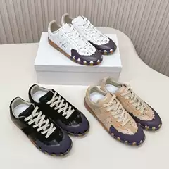 M6 Couple Shoes Splashed Ink Distressed Moral Training Shoes Casual Graffiti Sneakers Cowhide Painted Round Toe Flats Bottom Lace-Up Sneakers