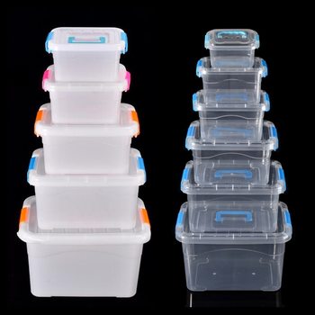 PP plastic transparent large and medium size small size portable storage box with lid storage box building blocks toy sundries laundry storage box