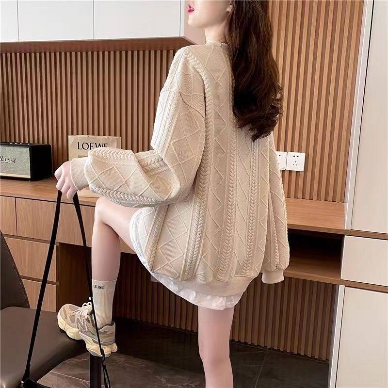 Maternity Winter Clothing New Style Fleece-Lined Thickeneded Sweatshirt Versatile Foreign Style Splicing Outer Wear Warm Maternity Fake Two-Piece Suit