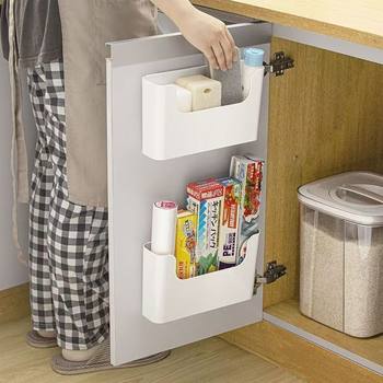 Kitchen Cabinet Door Inner Storage Box Punch-free Cabinet Inner Film Hanger Bathroom Rack Wall Hanger Sundries