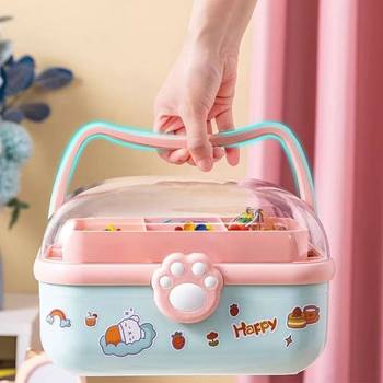 Cute Jewelry Storage Box Multi-layer Large Capacity Desktop Children's Hair Accessories Combinations Tiling Box Transparent Portable Storage Box