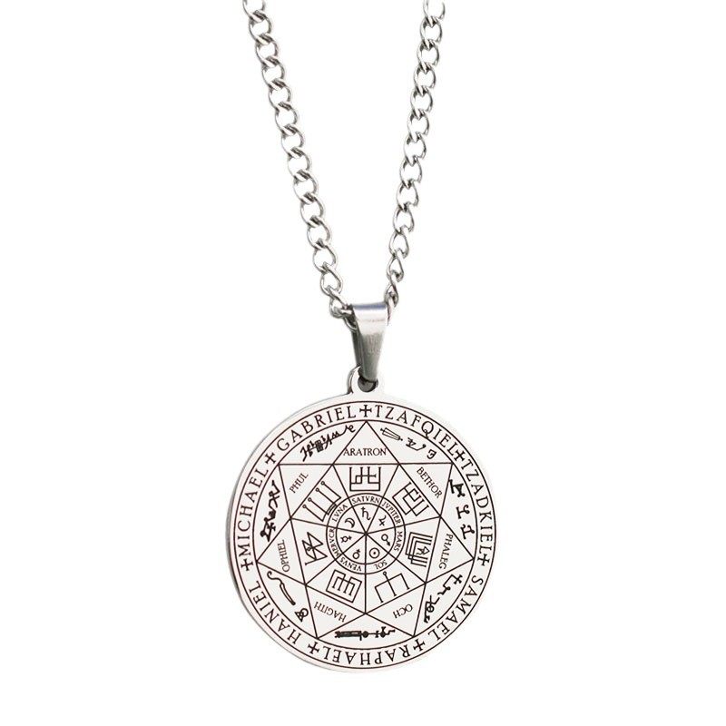 Cross-Border Stainless Steel Necklace Jewelry Seven Angel Magic Circle Medal Pendant DIY Accessories Men's Necklace Wholesale