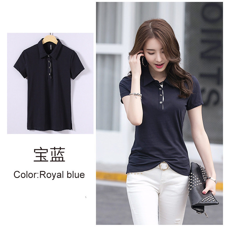 2026夏装纯色翻领韩版修身女装短袖T恤简约时尚上衣小polo衫1818