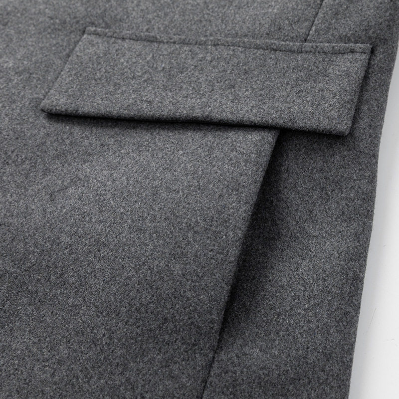 Mens Wool Overcoat Mid Length Casual Design Suit Collar Warm Fabric Available in Gray and Black Wholesale Options