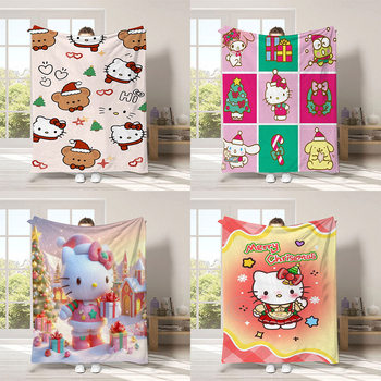 hellokitt Cat Christmas Blanket Thickened Flannel Blanket Cartoon Children's Sofa Blanket Nap Blanket Class A