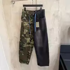 High version BL home in stock 24 new camouflage yarn-dyed plat overalls stitched Denim trousers for men and women
