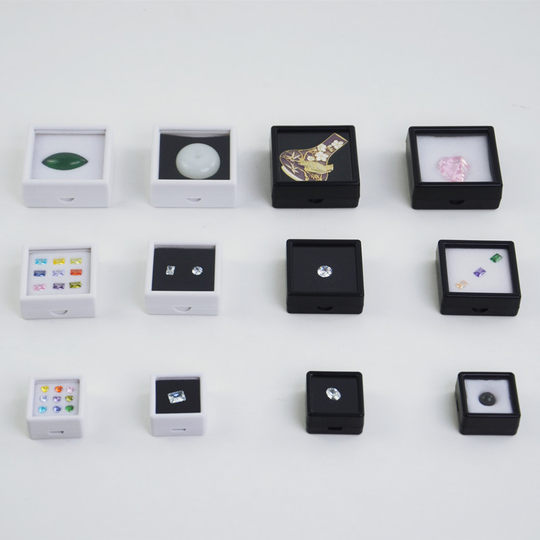 Glass Lid Transparent Bare Stone Box Diamond Box Color Gems Box Display Packaging Props Plastic Acrylic Storage Box