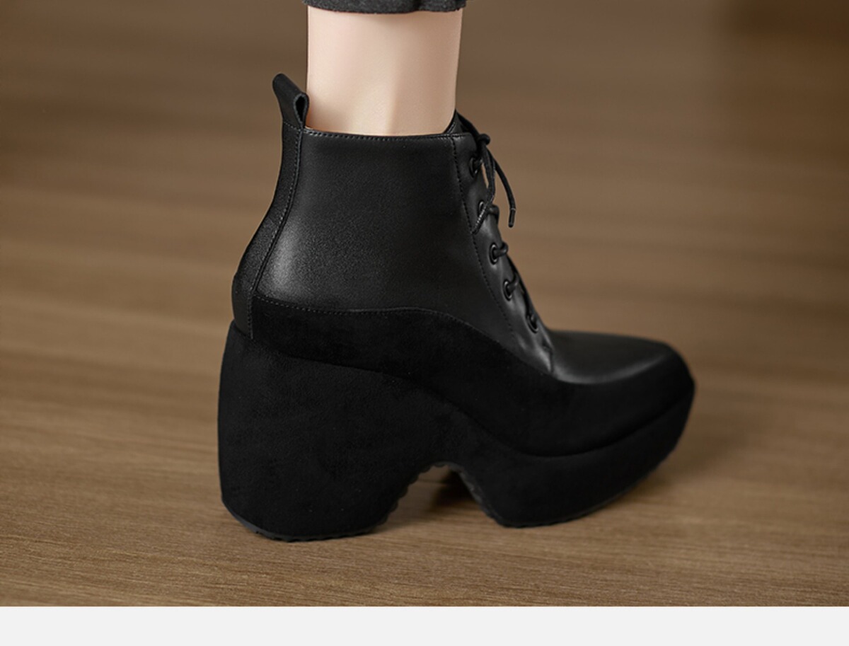 Boot nữ cổ thấp gót siêu cao 9cm đế dày phong cách thanh lịch — màu đen, trắng