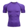J08 purple black line short sleeves