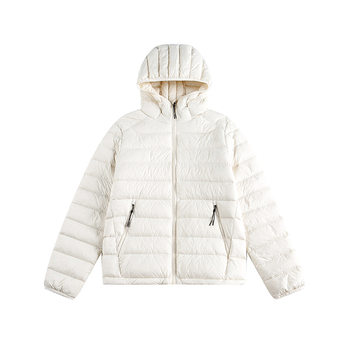 Gray Rib down Jacket for Men and Women 2025 New Winter Short White Duck down Lightweight Korean Style Sports Hooded Jacket