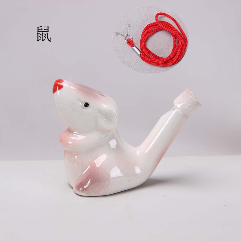 新款配挂绳十二生肖水鸟口哨12249吹出响亮声音口哨陶瓷工艺品