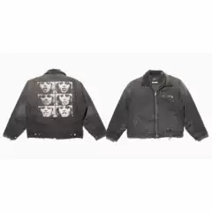 ERD melancholic wealthy second-generation heavyweight vintage faded face print Detroit collar denim jacket jacket jacket