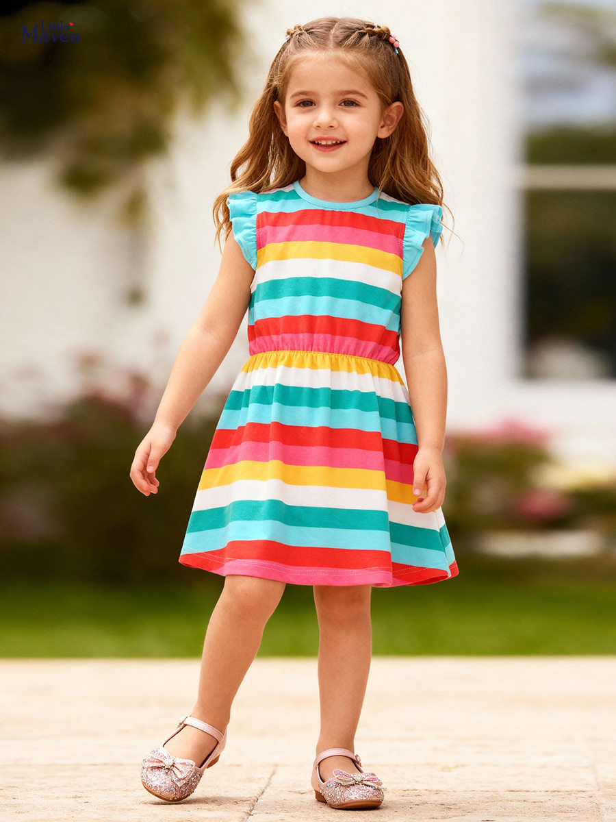 Summer Sleeveless Girls' Dress, Kids' Dress, New Striped Girls' Princess Dress