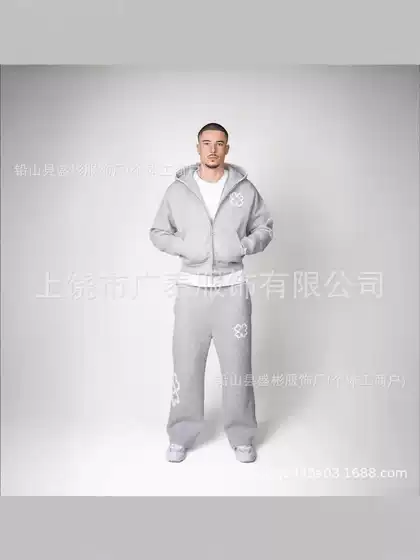 2025 European and American Cross-Border New Style 3D Printed Men's Hooded Sweatshirt Set Casual Sports Loose Two-Piece Set