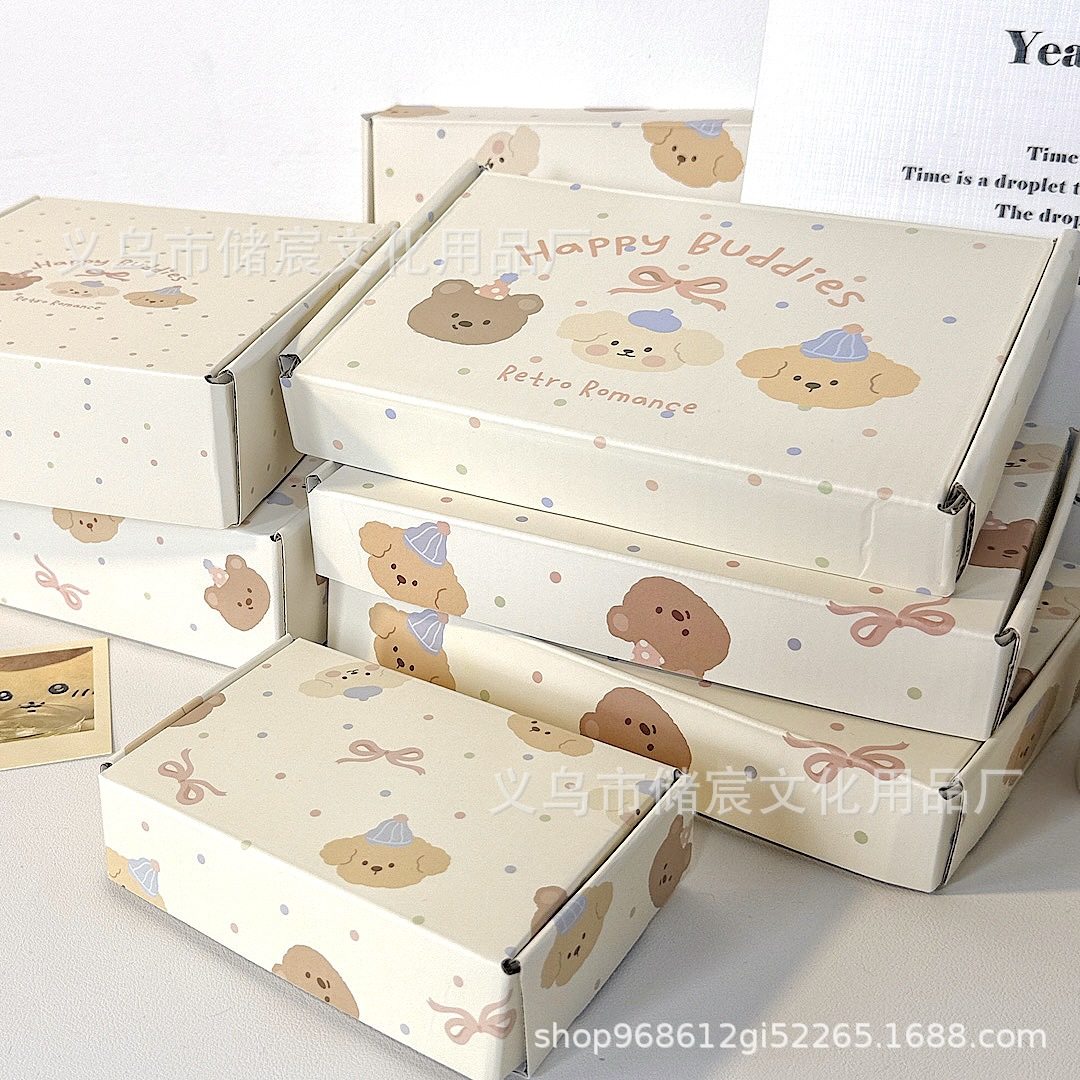 Ins Style Bear Airplane Box Packaging Card Gift Box High-Value Packaging Box Thickeneded Express Cute Flying Box