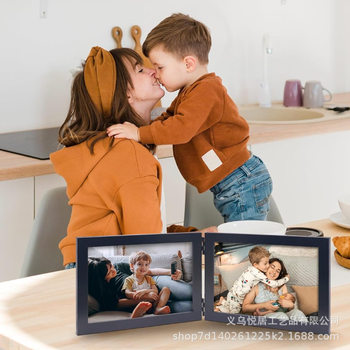 4X6 Horizontal Combination Black Wooden Photo Frame 3.5x5inch Openings Foldableable Landscape Photo Frame Manufacturer Wholesale Photo Frame