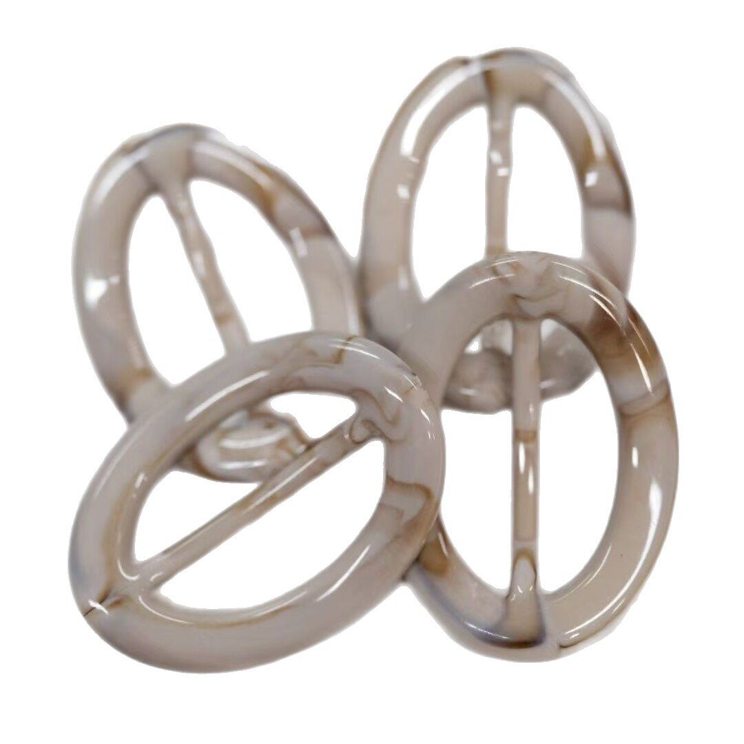 Amber-Colored Resin Oval-Shaped Button with a Light Coffee Color, Oil-Drip Oval Three-Step Buckle, Japanese-Style Buckle, Shoe Buckle