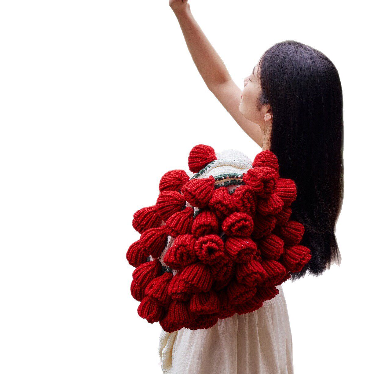 Rose Blanket, Summer Blanket, Gift Knitted Shawl Blanket, Gift for Girlfriend, Valentine's Day White Rose Bouquet