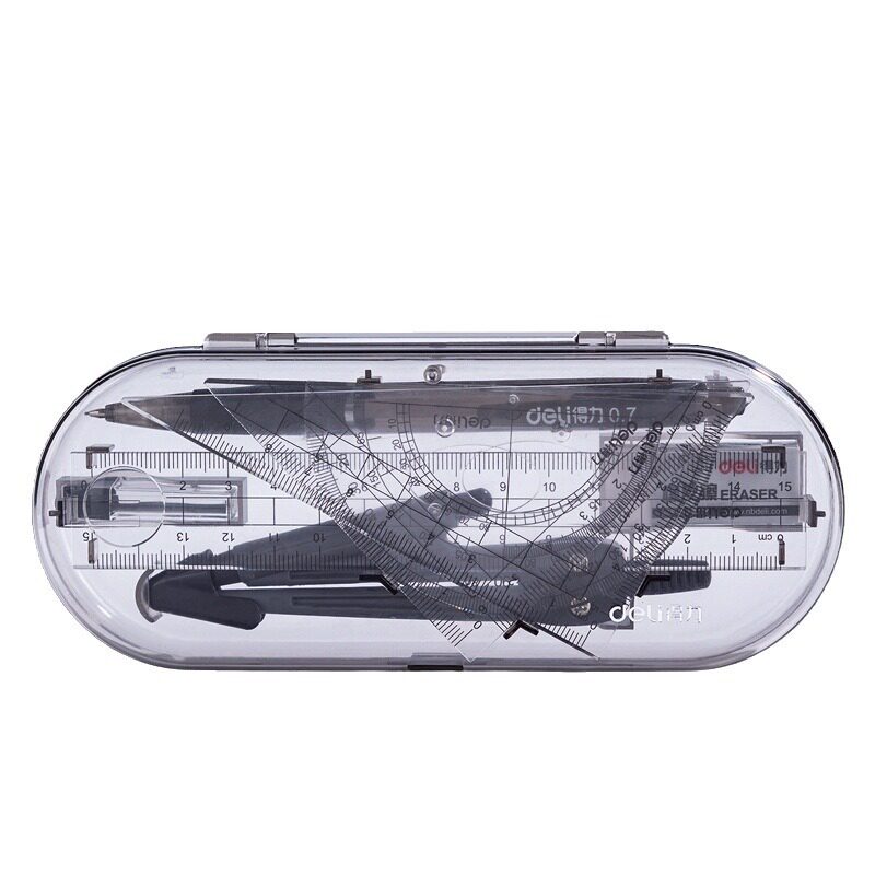 Deli stationery examination special set of ruler compasses for college entrance examination ruler triangle four-piece set of ruler suit for primary school students