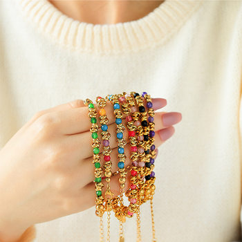 European and American Niche Stainless Steel Gold Plated Candy Color Exquisite Bracelet Simple Temperament Retro Bracelet Jewelry for Women