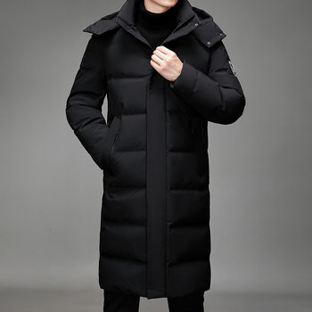 Down Jacket Men's Mid-length Knee-length Thickened Warm Coat Winter New Youth Korean Fashion Hooded Jacket