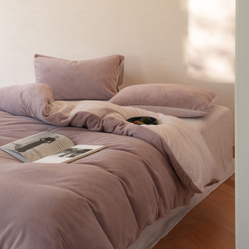 Winter Class a 260g Milk Velvet Bed Four-Piece Set Thickeneded Warm Coral Velvet Bed Bed Sheets Quilt Cover Double-Sided Velvet 4-Piece Set