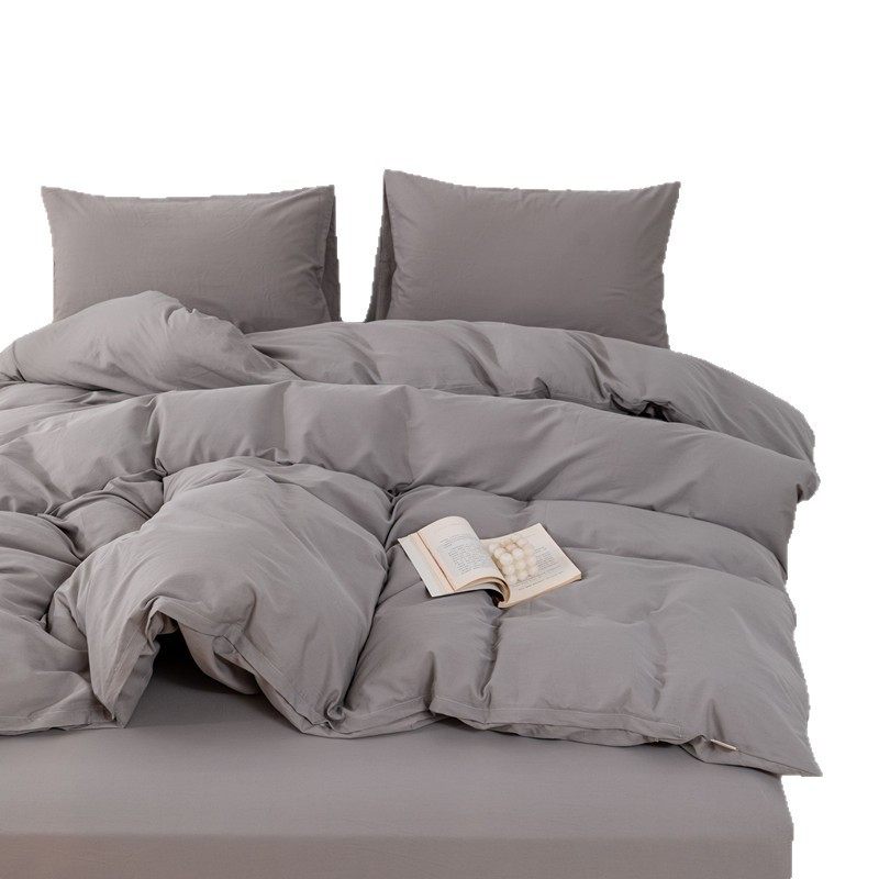 Cotton Four-Piece Set Modern Simple Solid Color Quilt Cover Student Dormitory Single Quilt Cover Pure Cotton Three-Piece Set Nantong Wholesale