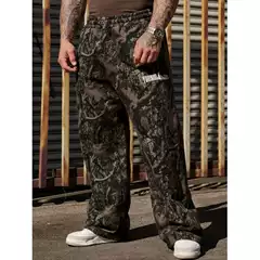 American-Style Trendy Casual Pants with Digital Camouflage Print, Straight-Leg Long Pants, Loose Wide-Leg Pants for Sports and Fitness