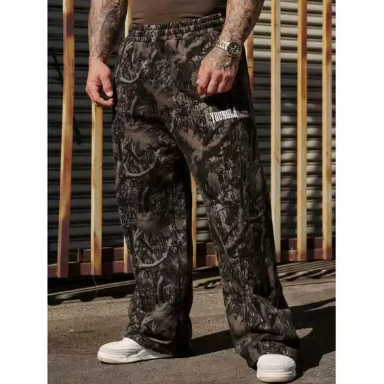 American-Style Trendy Casual Pants with Digital Camouflage Print, Straight-Leg Long Pants, Loose Wide-Leg Pants for Sports and Fitness